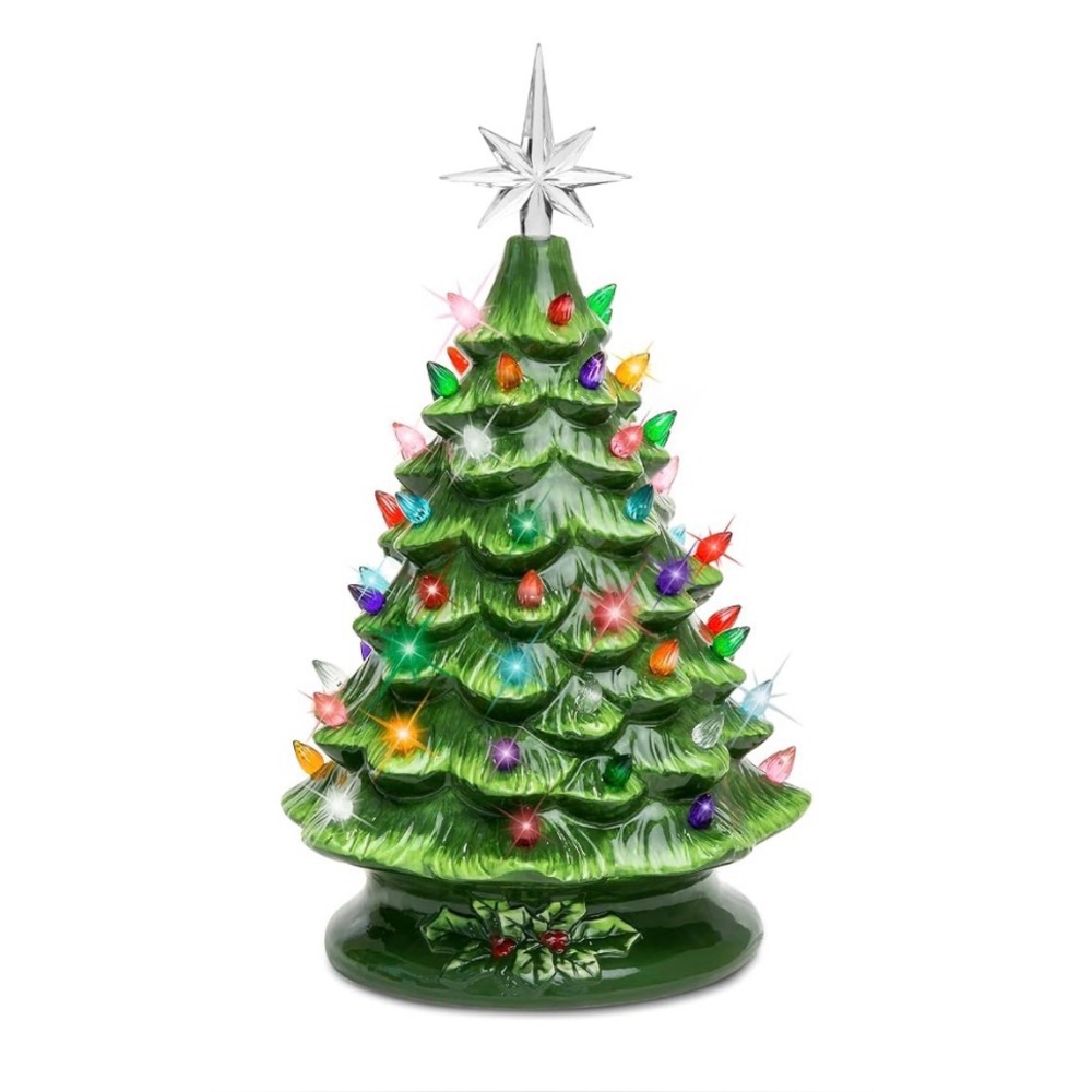 Ceramic Tabletop Christmas Tree with Multicolor Lights